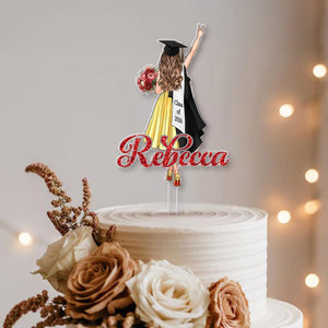 Personalized Girls Graduation Cake Topper: College Graduation Favors, Congrats Grad Cake Decor, Class Of 2026 Party Supplies