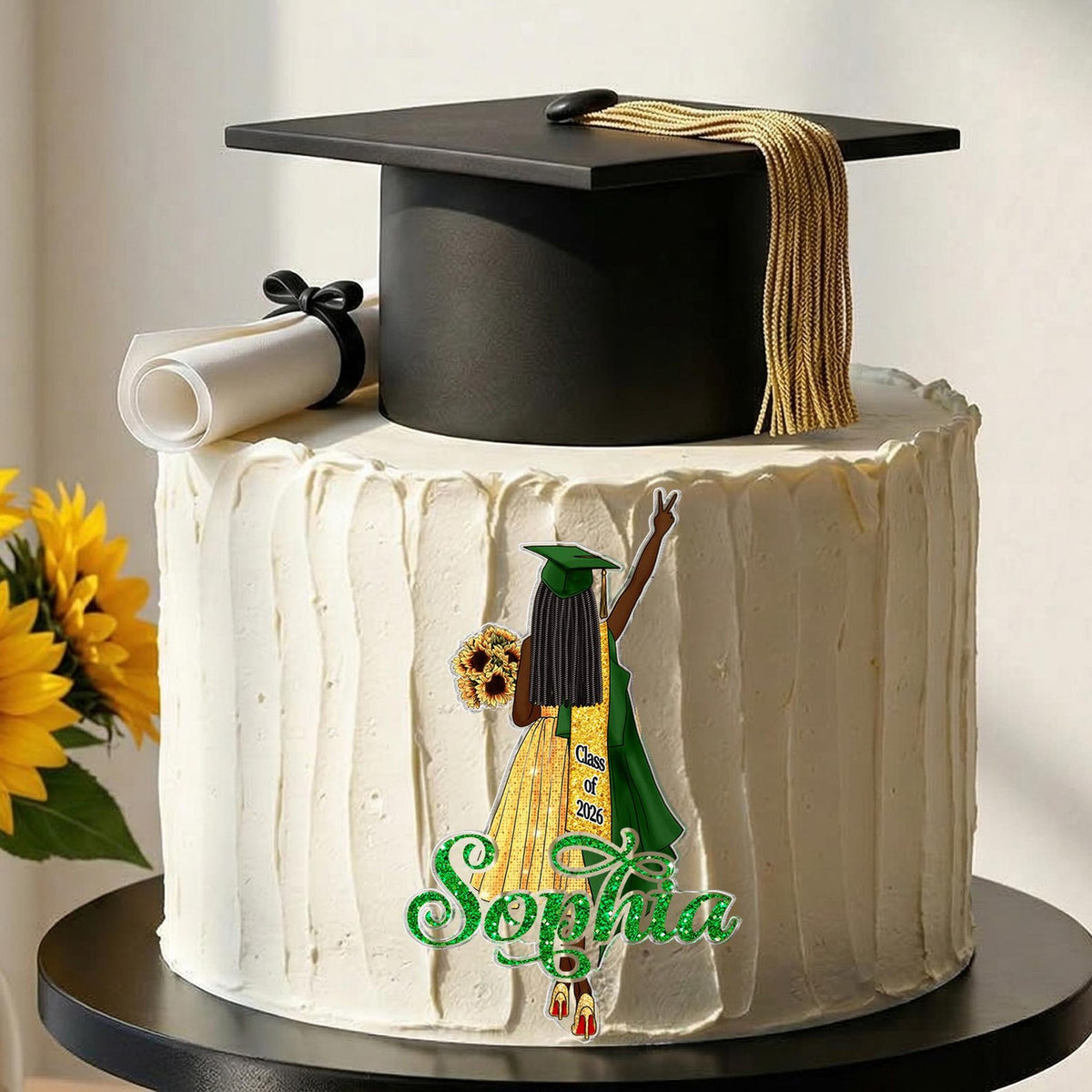 Personalized Girls Graduation Cake Topper: College Graduation Favors, Congrats Grad Cake Decor, Class Of 2026 Party Supplies