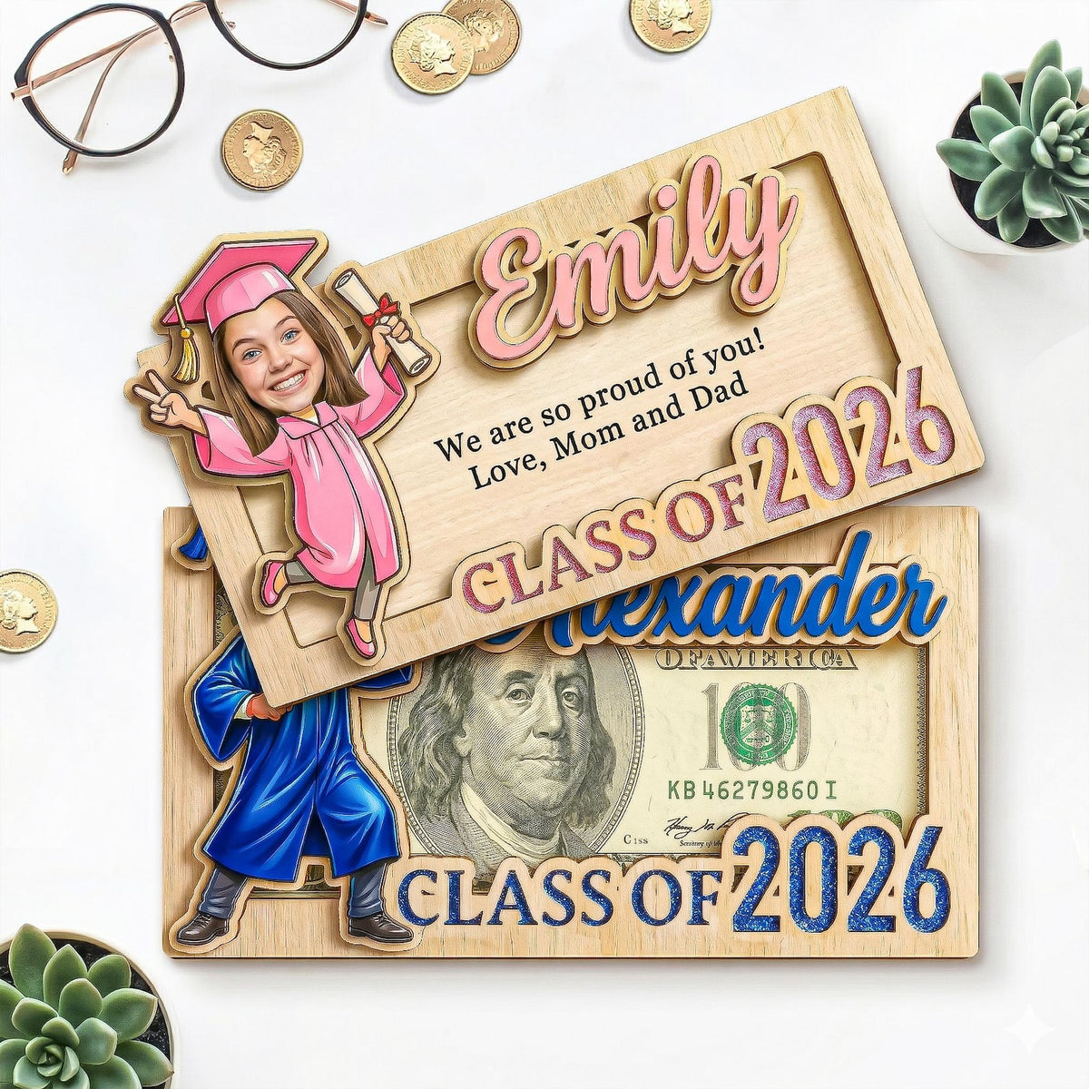 Personalized Graduation Money Holder With Photo| 2026 Graduation Money Holder| Class of 2026 Gift| Eighth Grade Graduation, Gift For Child