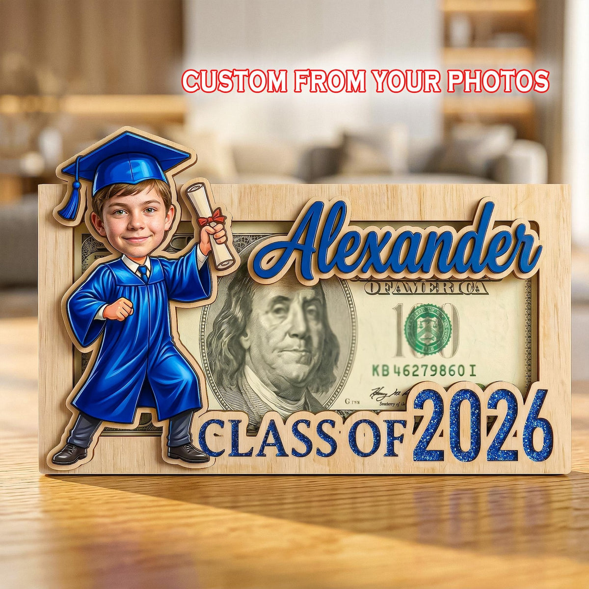 Personalized Graduation Money Holder With Photo| 2026 Graduation Money Holder| Class of 2026 Gift| Eighth Grade Graduation, Gift For Child