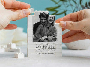 Personalised 30th Birthday Gift For Him, Custom Photo Building Block Keepsake, Mens Milestone Present