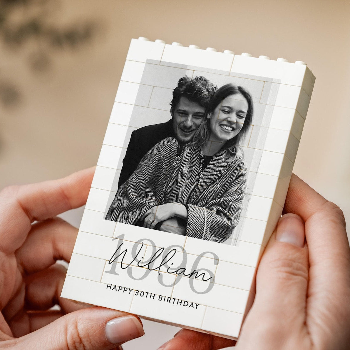 Personalised 30th Birthday Gift For Him, Custom Photo Building Block Keepsake, Mens Milestone Present
