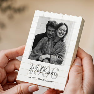 Personalised 30th Birthday Gift For Him, Custom Photo Building Block Keepsake, Mens Milestone Present