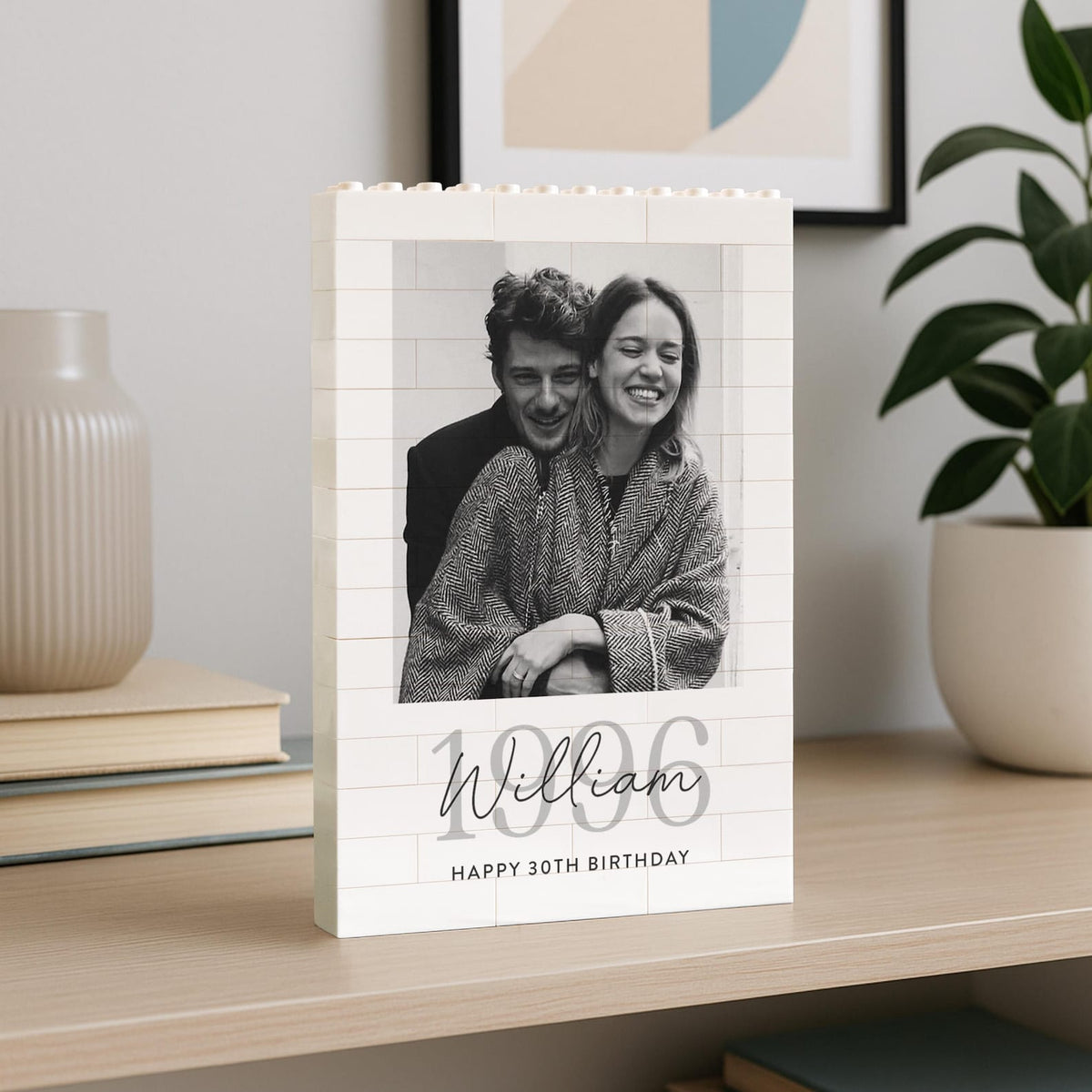 Personalised 30th Birthday Gift For Him, Custom Photo Building Block Keepsake, Mens Milestone Present