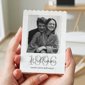 Personalised 30th Birthday Gift For Him, Custom Photo Building Block Keepsake, Mens Milestone Present