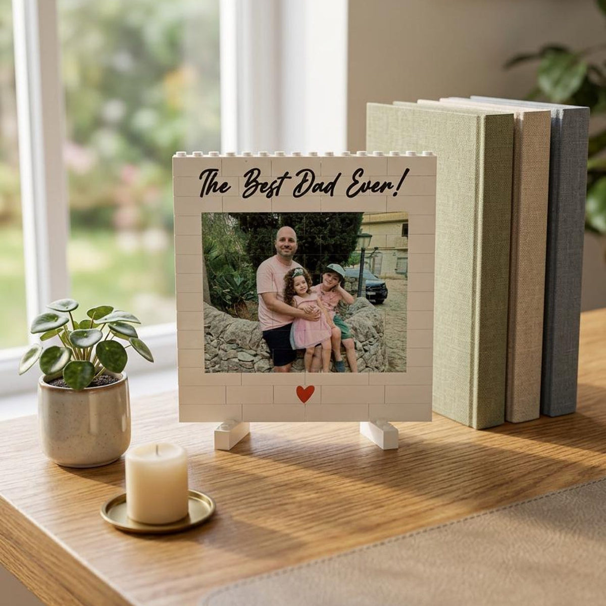 Daddy & Me Custom Puzzle Personalized Brick Photo Block Gift for Father s Day, Birthday, Family Keepsake