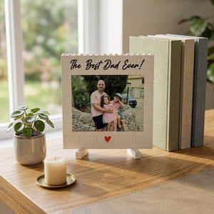 Daddy & Me Custom Puzzle Personalized Brick Photo Block Gift for Father s Day, Birthday, Family Keepsake