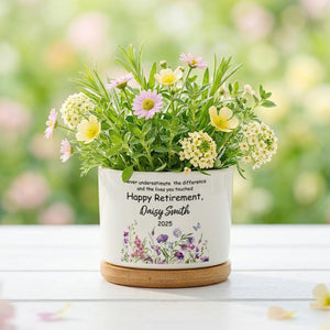 Personalized Retirement Plant Pot, Happy Retirement Gift Flower Pot , Custom Retirement Gift for Women, Coworker Gift,