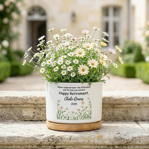 Personalized Retirement Plant Pot, Happy Retirement Gift Flower Pot , Custom Retirement Gift for Women, Coworker Gift,