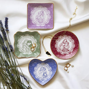 Personalized Mother of the Bride Photo Jewelry Dish, Custom Toile De Jouy Mom Photo Ring Dish, MOB MOG Wedding Gift from Daughter