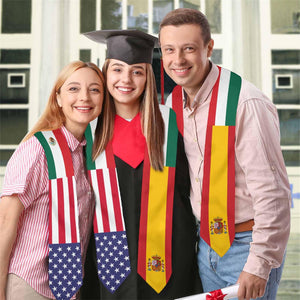 Custom Mixed Two Flag Graduation Stole, Personalized Class of 2026 Sash