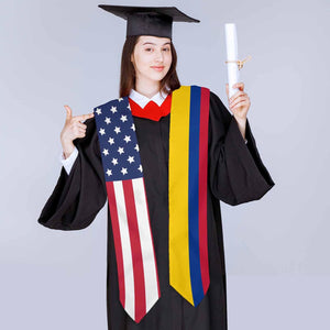 Custom Mixed Two Flag Graduation Stole, Personalized Class of 2026 Sash
