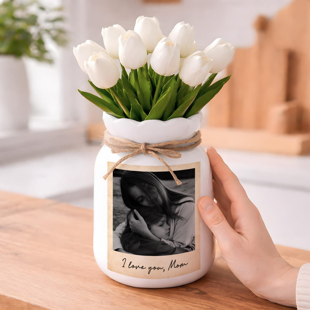 Personalized Photo Vase for Mom, Custom Picture Flower Vase, Mother's Day Gift