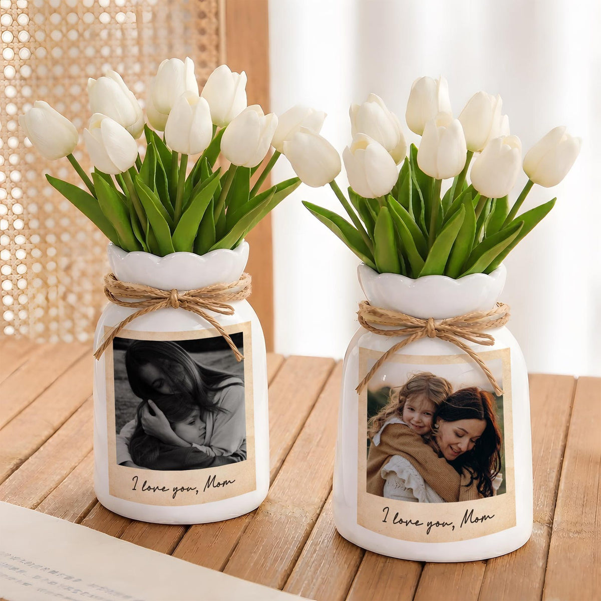 Personalized Photo Vase for Mom, Custom Picture Flower Vase, Mother's Day Gift