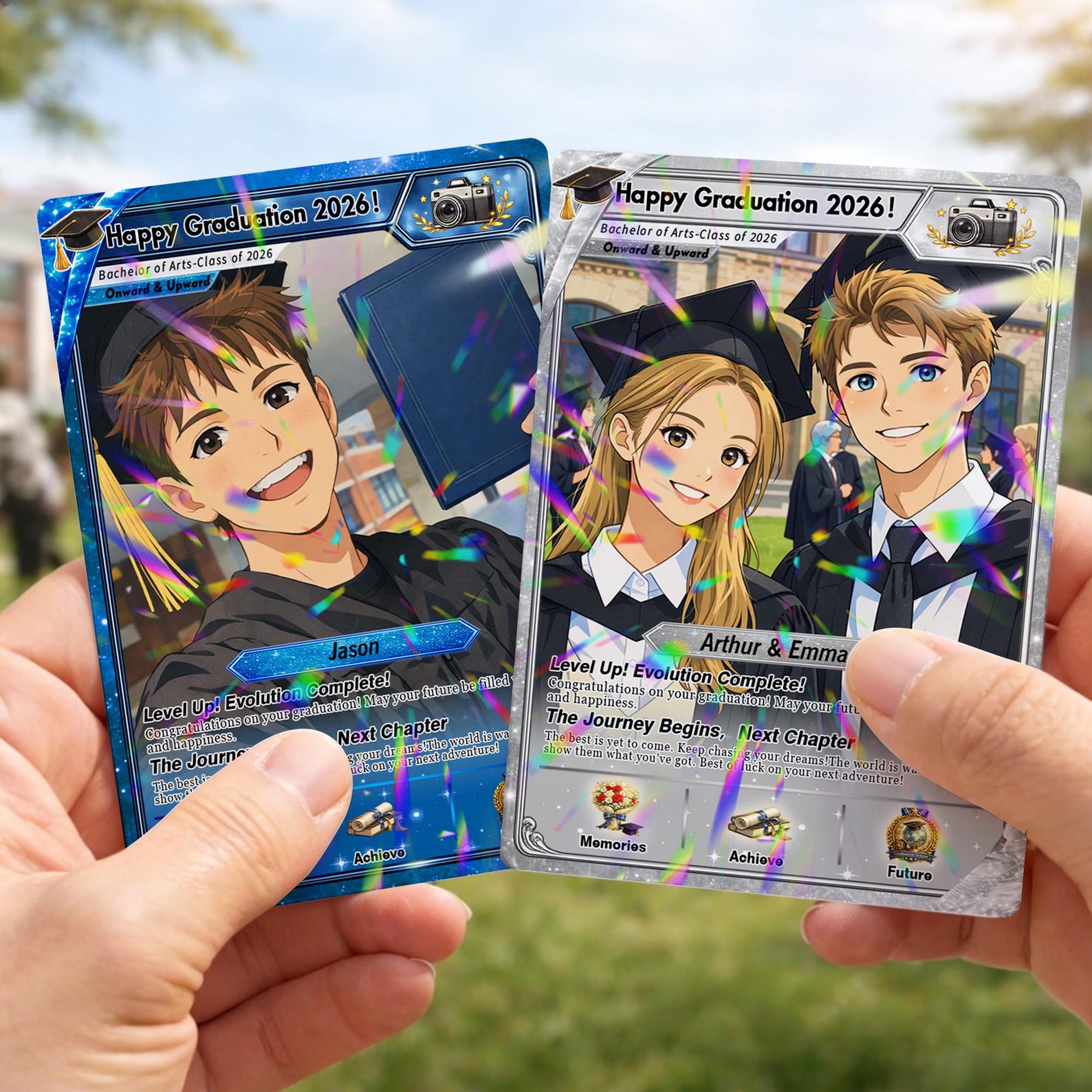 Personalized Poke Graduation Card, Custom Grad Portrait, Gift for Graduates, Class of 2026, College Grad Gift, Anime Graduation Card