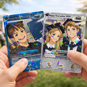 Personalized Poke Graduation Card, Custom Grad Portrait, Gift for Graduates, Class of 2026, College Grad Gift, Anime Graduation Card