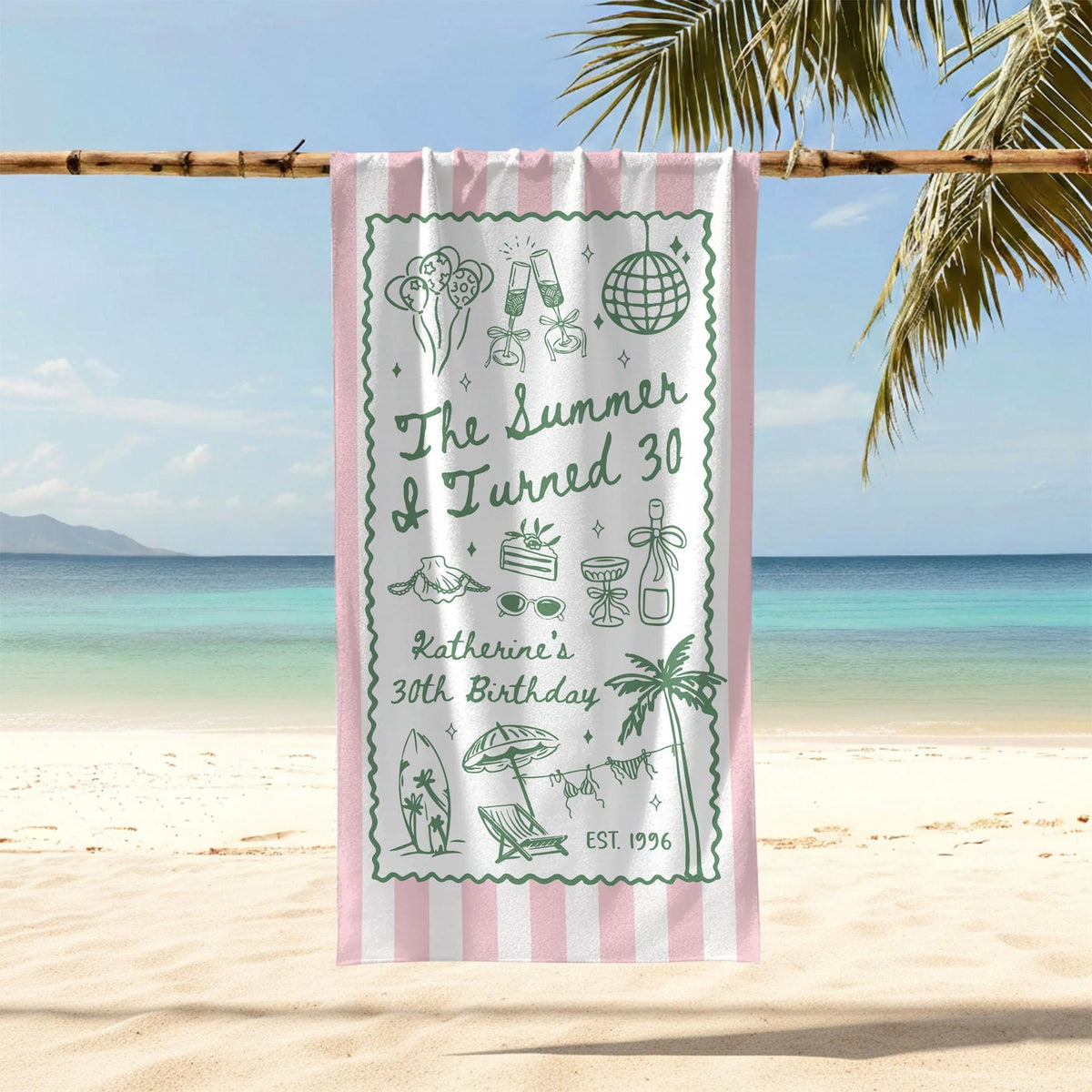 Custom Birthday Trip Beach Towel, Personalized Vacation Gift, Summer I Turned 30 40 50 Beach Towel, Family Trip Towel, Birthday Gift for Mom