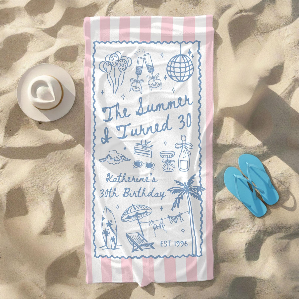 Custom Birthday Trip Beach Towel, Personalized Vacation Gift, Summer I Turned 30 40 50 Beach Towel, Family Trip Towel, Birthday Gift for Mom
