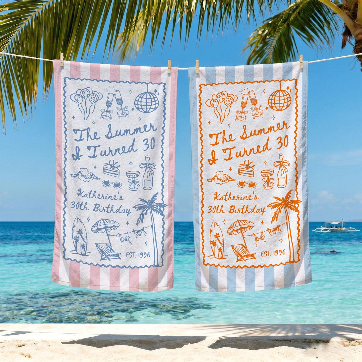 Custom Birthday Trip Beach Towel, Personalized Vacation Gift, Summer I Turned 30 40 50 Beach Towel, Family Trip Towel, Birthday Gift for Mom