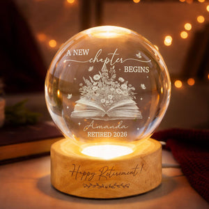 Personalized Retirement Crystal Ball LED Light, Retirement Gift for Women, Teacher Retirement, Going Away Gift for Coworker,Work Bestie Gift