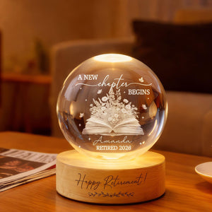 Personalized Retirement Crystal Ball LED Light, Retirement Gift for Women, Teacher Retirement, Going Away Gift for Coworker,Work Bestie Gift
