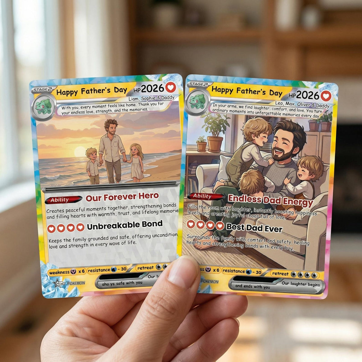 Personalized PKM Card From Photo | Custom Father's Day Holo Card, Birthday Anniversary Gift Father's Day Gift Custom Poke Gift