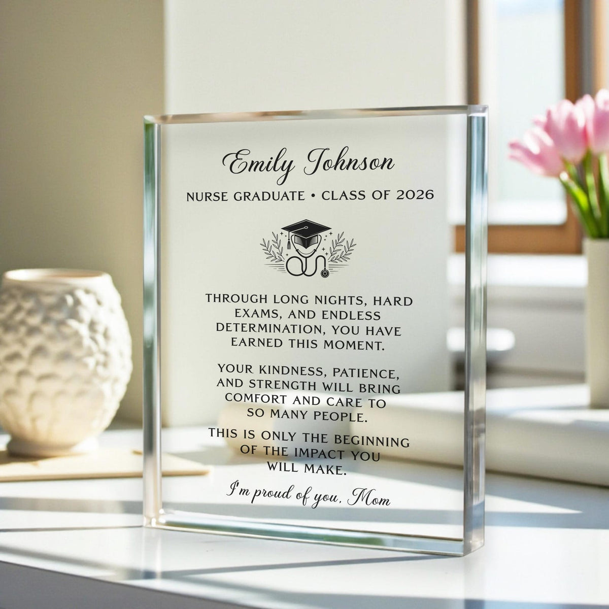 Personalized Nursing Graduate Acrylic Plaque, Nurse Graduation Gift, Custom Nurse Gift, Class of 2026 RN Gift, Nurse Appreciation Keepsake