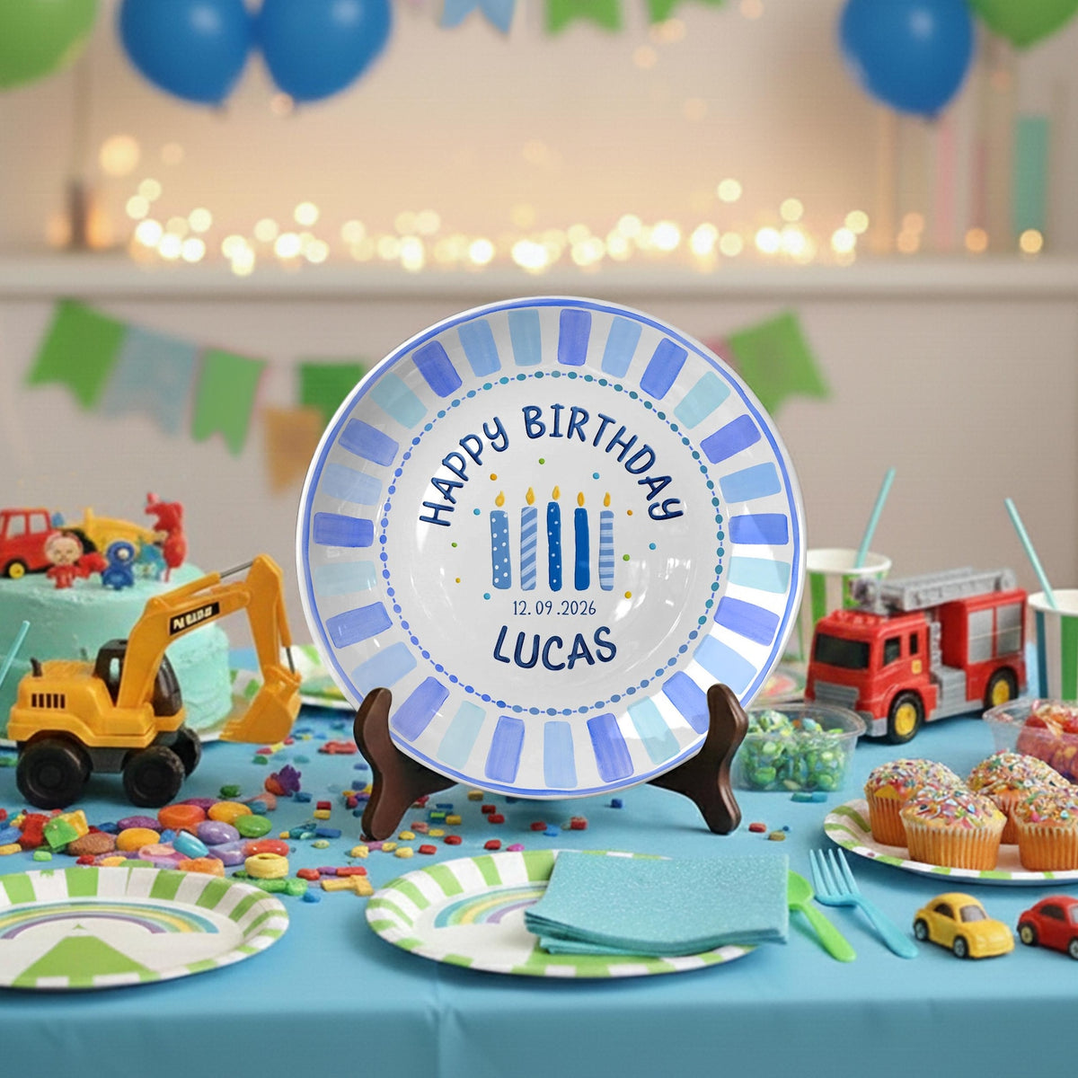 Personalized Birthday Boy Plate, Custom Ceramic Keepsake Plate, Food Safe Birthday Gift, Boys Birthday Decor, Custom Name Plate