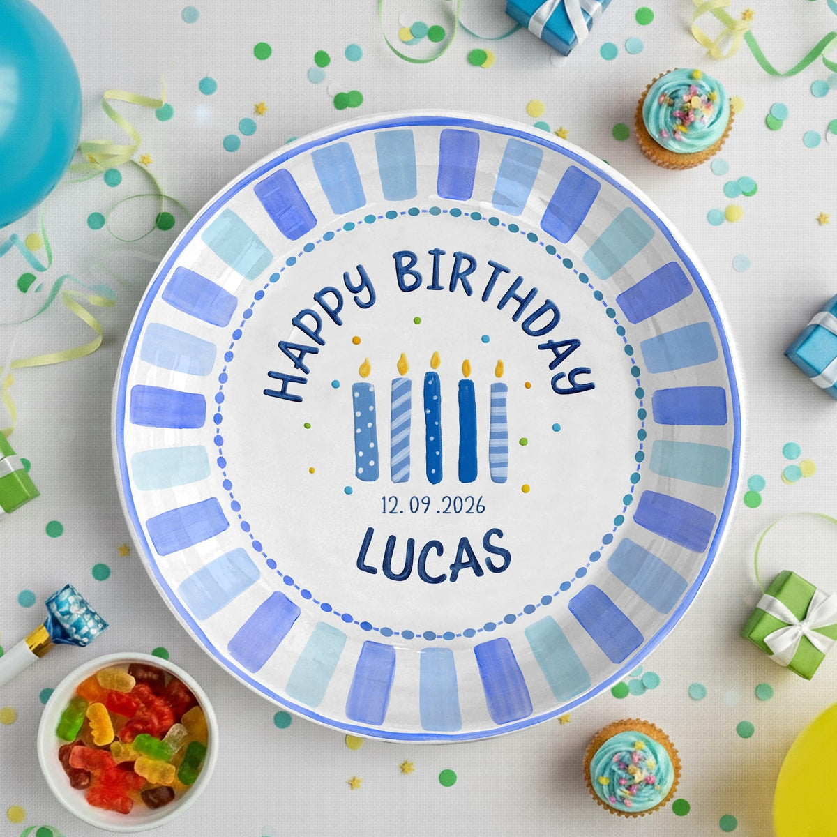 Personalized Birthday Boy Plate, Custom Ceramic Keepsake Plate, Food Safe Birthday Gift, Boys Birthday Decor, Custom Name Plate