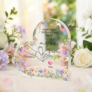 Custom Acrylic Heart Plaque, Personalized Mothers Day Gift, Floral Nursery Decor, Personalized New Mommy Gift from Daughter,
