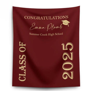 Personalized Class of 2026 Graduation Backdrop Banner, Grad Party Decoration, Photo Booth Background for Graduation Celebration Decor