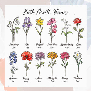 Personalized Birth Flower Stained Glass Suncatcher , Family Bouquet Window Hanging, Mothers Day Gift for Mom or Grandma