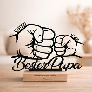 Best Dad Gift for Father's Day - Line Art 3D Standee - Dad Gift from Kids - Gift Idea Fist Bump - Fist - Laser Cut from Acrylic