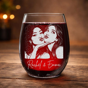 Personalized Besties Portrait Wine Glass, Best Friend Gifts for Her, Soul Sister Gift, Friendship Gift, BFF Gift, Birthday Gifts For Besties