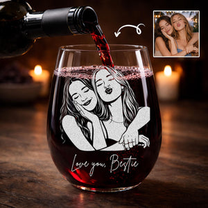 Personalized Besties Portrait Wine Glass, Best Friend Gifts for Her, Soul Sister Gift, Friendship Gift, BFF Gift, Birthday Gifts For Besties
