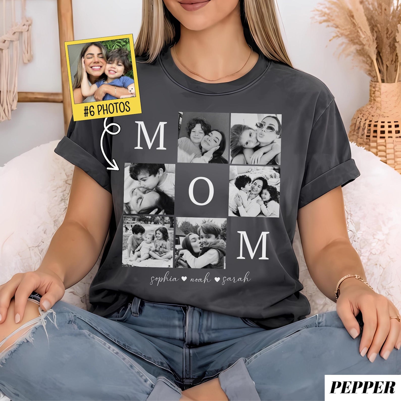 Custom Mom Photo Shirt: Personalized Mothers Day Shirt with Children's Names, Birthday Mom Gift
