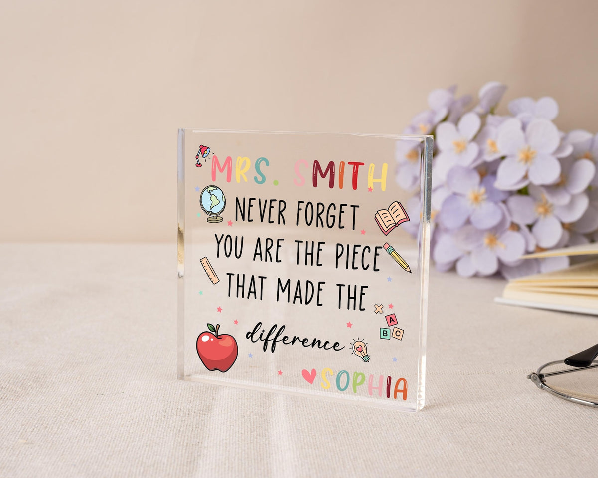 Teacher Appreciation Gift, Custom Thank You Teachers Plaque, Teachers Gift, Thank You Gift, Thank You Teacher Block ,Leaving School Gifts