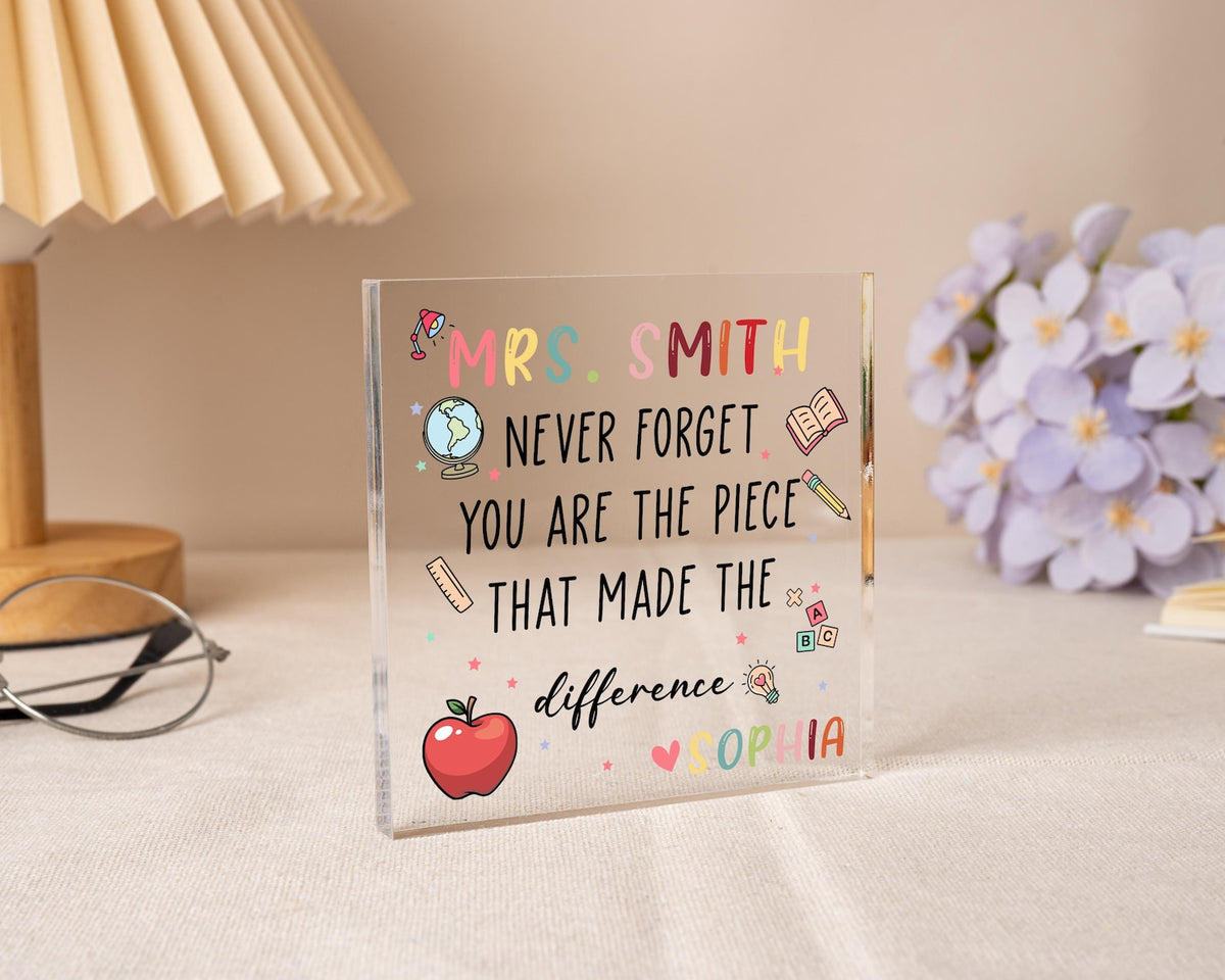 Teacher Appreciation Gift, Custom Thank You Teachers Plaque, Teachers Gift, Thank You Gift, Thank You Teacher Block ,Leaving School Gifts