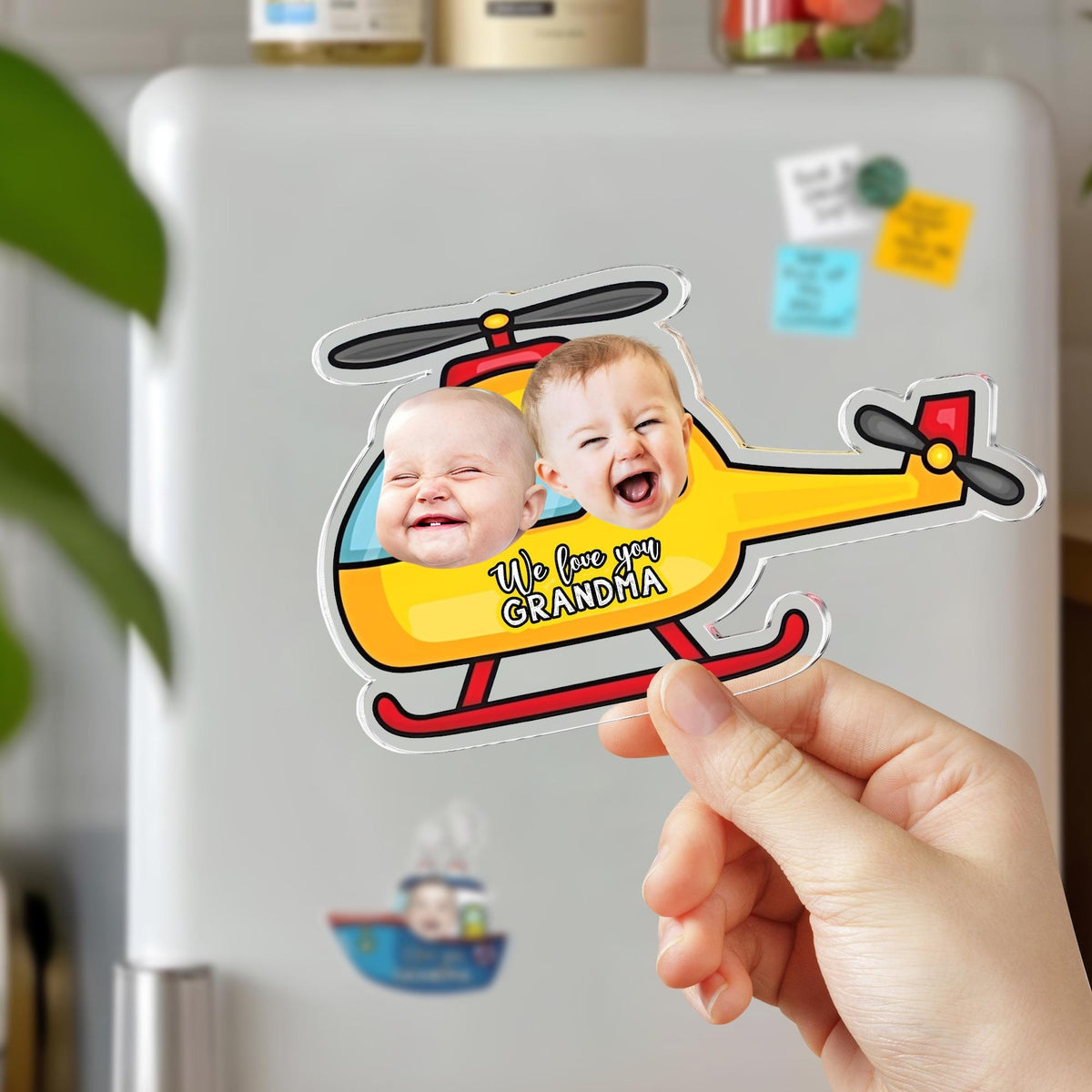 Personalized Car Kids Photo Fridge Magnet: Kids Face With Truck Frame Magnet, Mothers Day Gift For Mom, Grandma, Nana