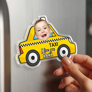 Personalized Car Kids Photo Fridge Magnet: Kids Face With Truck Frame Magnet, Mothers Day Gift For Mom, Grandma, Nana