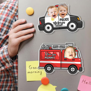 Personalized Car Kids Photo Fridge Magnet: Kids Face With Truck Frame Magnet, Mothers Day Gift For Mom, Grandma, Nana