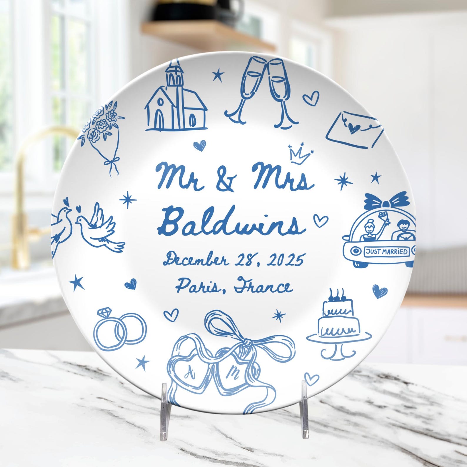 Personalized Wedding Platter, Custom Newlywed Plate with Names & Date, Engagement Gift, Bridal Shower Gift, Anniversary Keepsake