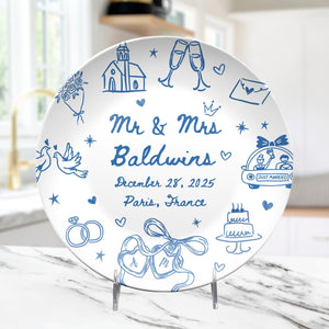 Personalized Wedding Platter, Custom Newlywed Plate with Names & Date, Engagement Gift, Bridal Shower Gift, Anniversary Keepsake