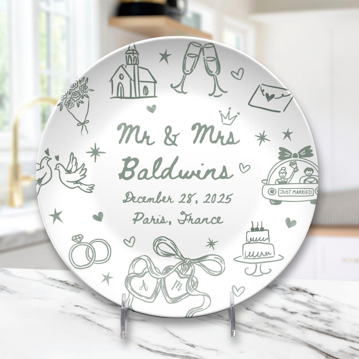 Personalized Wedding Platter, Custom Newlywed Plate with Names & Date, Engagement Gift, Bridal Shower Gift, Anniversary Keepsake