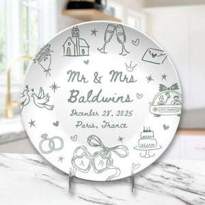 Personalized Wedding Platter, Custom Newlywed Plate with Names & Date, Engagement Gift, Bridal Shower Gift, Anniversary Keepsake