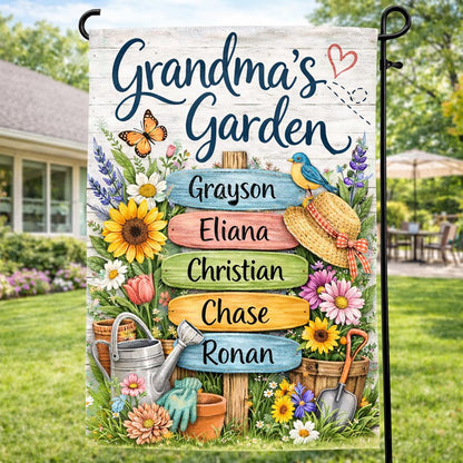 Personalized Grandma's Flag, Where Love Grows Flag, Custom Flag for Nana, Mimi, Mother's day Flag, Garden Gift, Grandchildren Flag