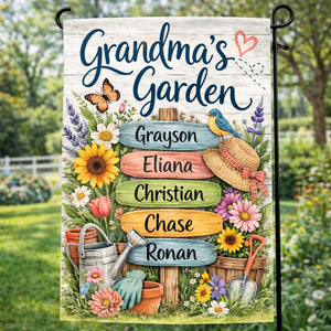 Personalized Grandma's Flag, Where Love Grows Flag, Custom Flag for Nana, Mimi, Mother's day Flag, Garden Gift, Grandchildren Flag