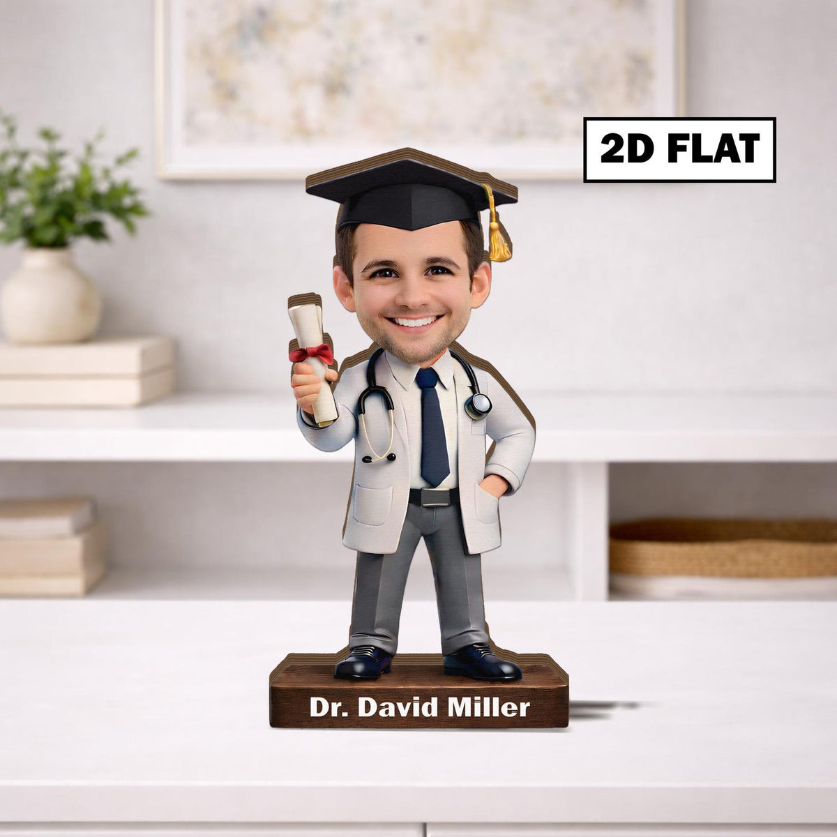 Custom Doctor Graduation Wooden Block, Personalized Doctor Portrait Sign, Medical School Grad Gift, White Coat Ceremony, Residency Match Day