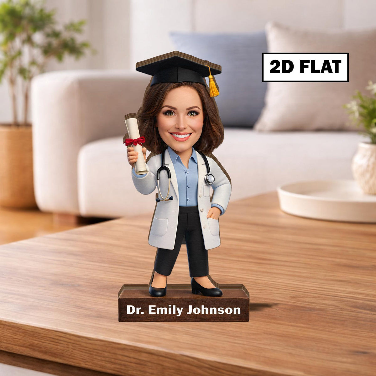 Custom Doctor Graduation Wooden Block, Personalized Doctor Portrait Sign, Medical School Grad Gift, White Coat Ceremony, Residency Match Day