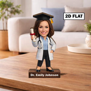 Custom Doctor Graduation Wooden Block, Personalized Doctor Portrait Sign, Medical School Grad Gift, White Coat Ceremony, Residency Match Day